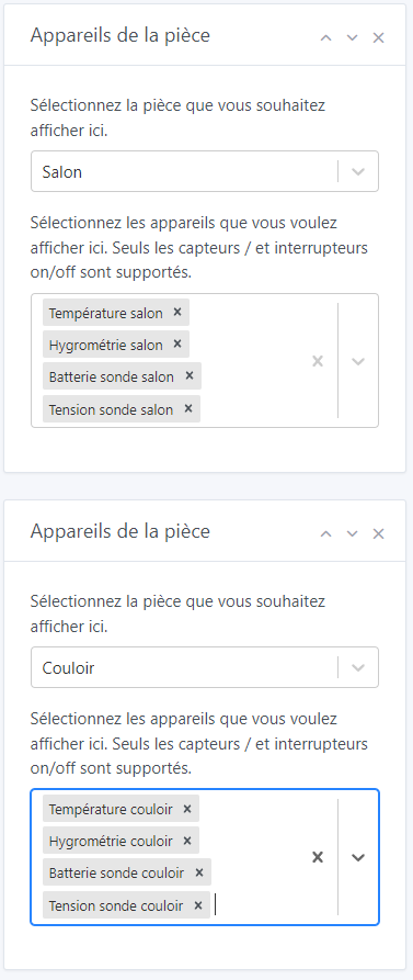 sensor display configuration