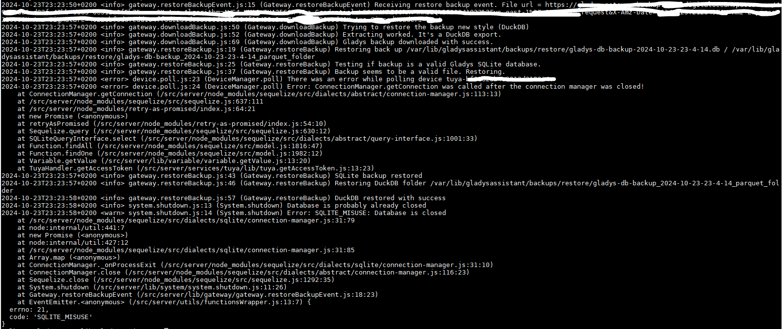 restoration logs latest backup